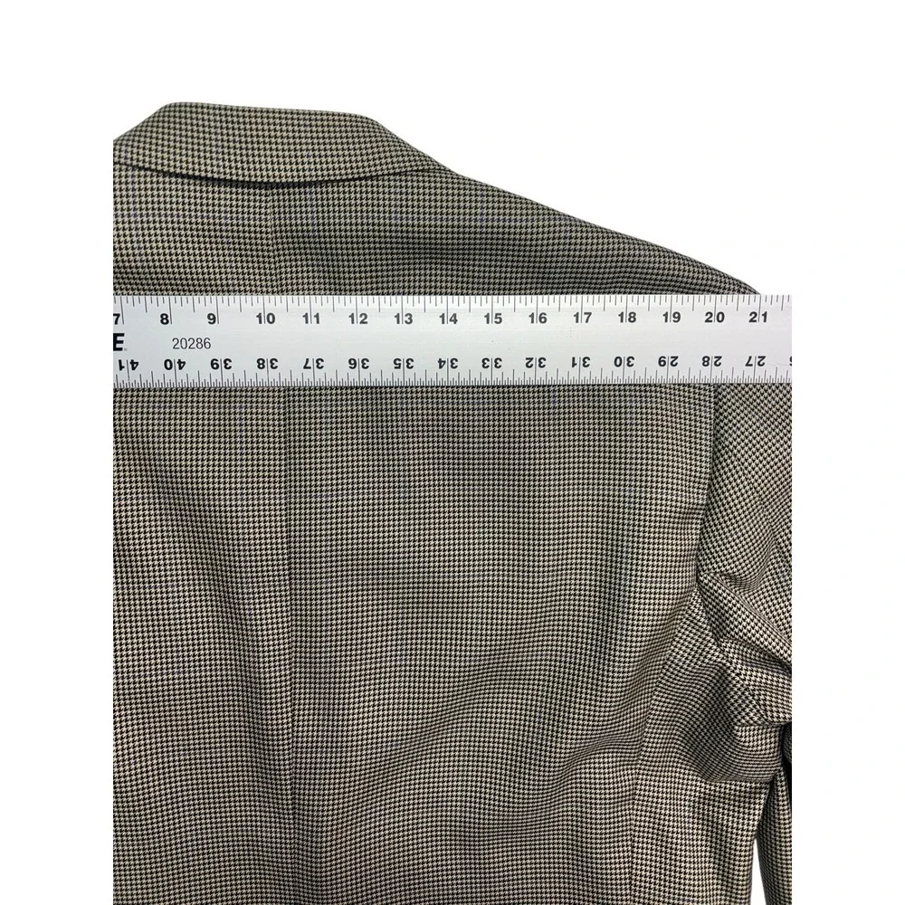 Oxxford‎ 48L Beige Black Houndstooth Silk Wool Blazer Jacket Sport Suit Coat USA